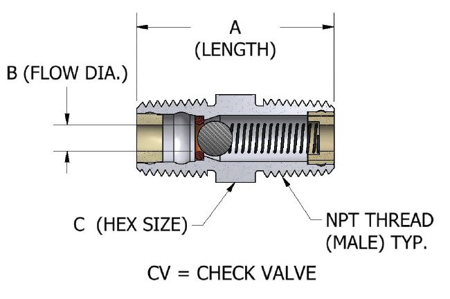 check valve image only dims 3 | JACO Plastics Manufacturing and Molding