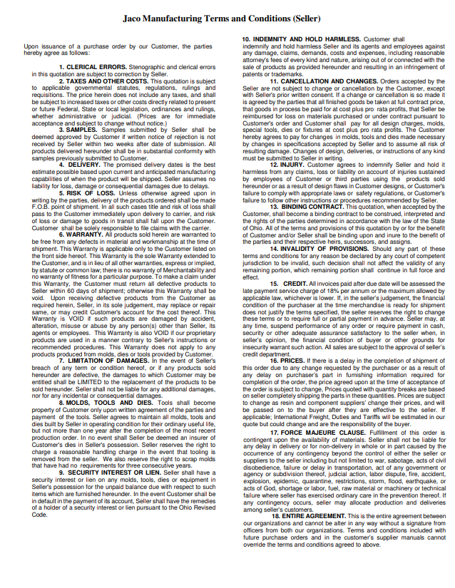 Jaco Terms & Conditions